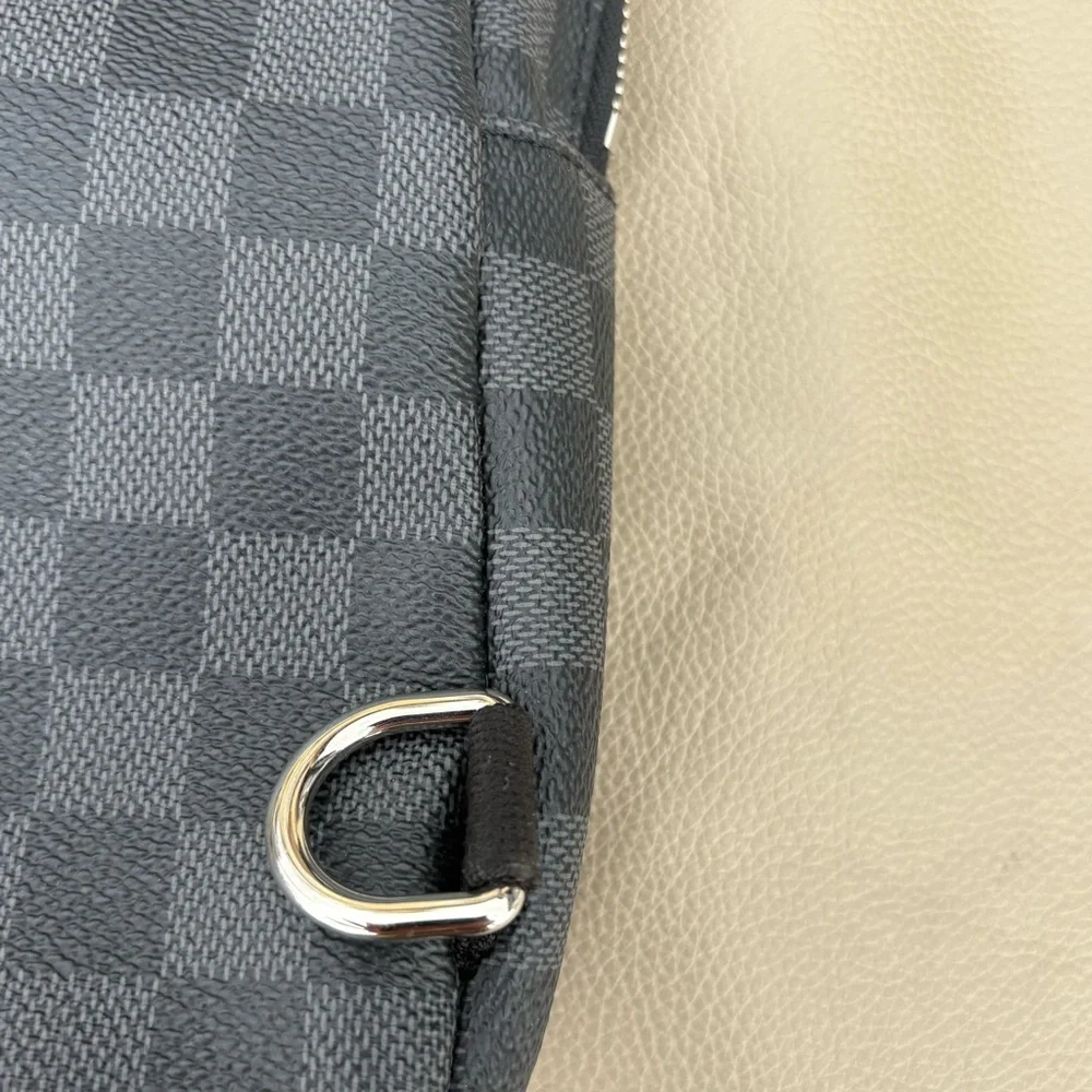 LOUIS VUITTON BLACK CHECKERED SLING BAG AUTHENTIC - Picture 6 of 12